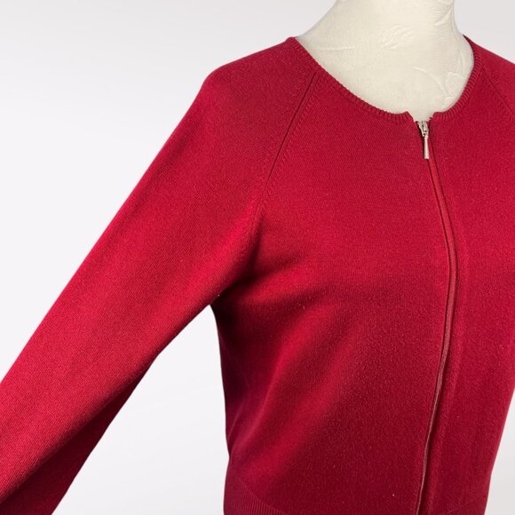 Pria Red Full Zip Cotton Blend Cardigan Sweater Small - Minor Flaws - Picture 6 of 10